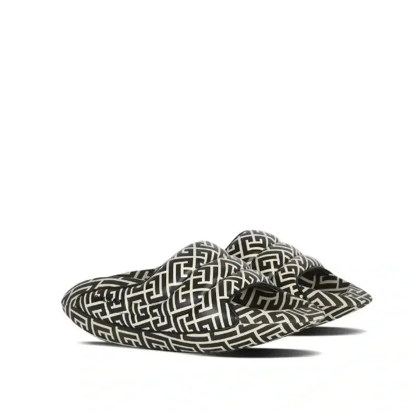 NIB Balmain B-IT monogram-pattern chunky slides mules EU 37 US 7 - Picture 1 of 12